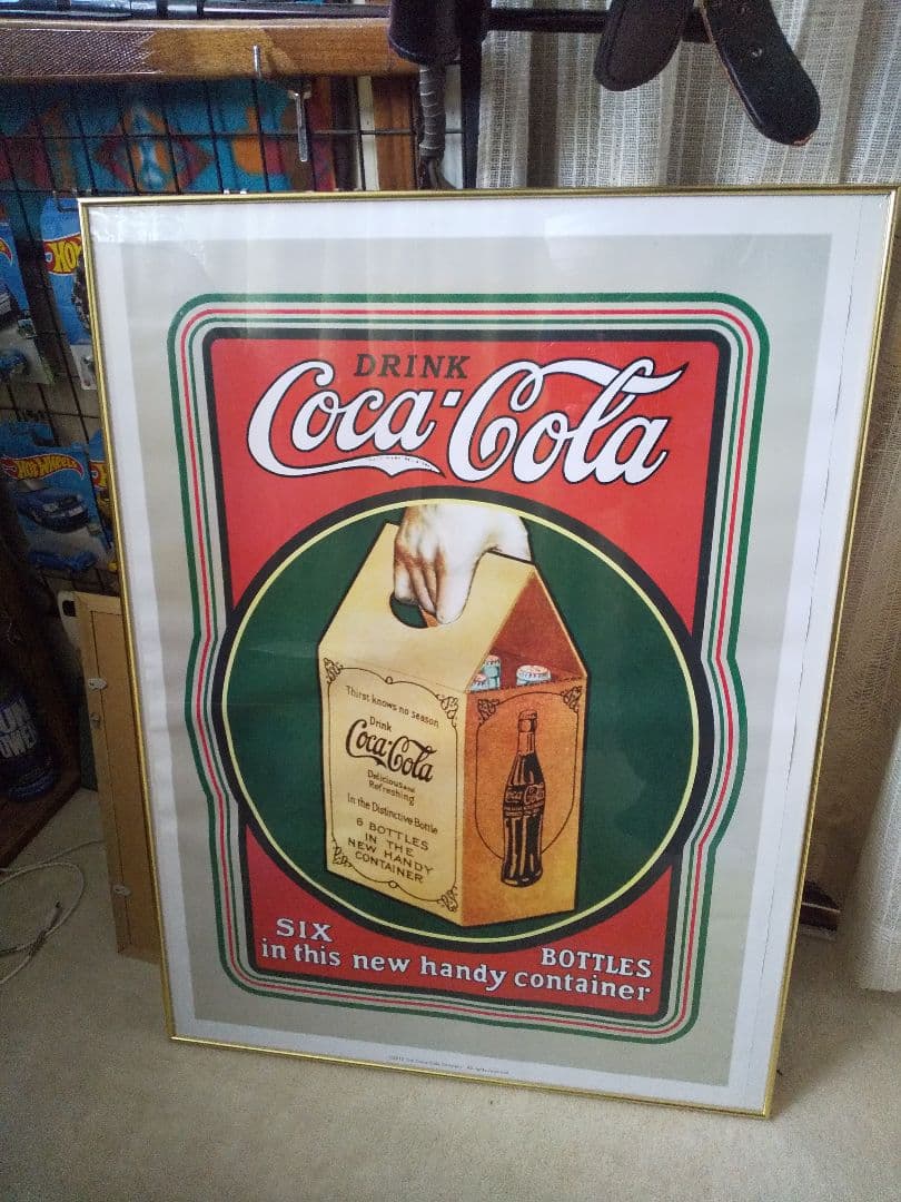 レトロなコカコーラポスター額入りアンティーク風アメリカン雑貨昭和レトロ