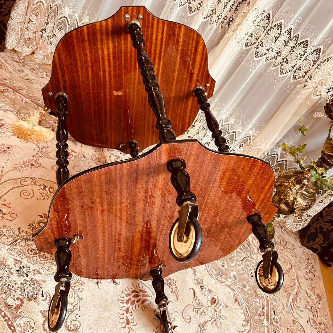 イタリア製象嵌キッチンワゴン　タッセル1本　アンティーク輸入家具　サイドテーブル