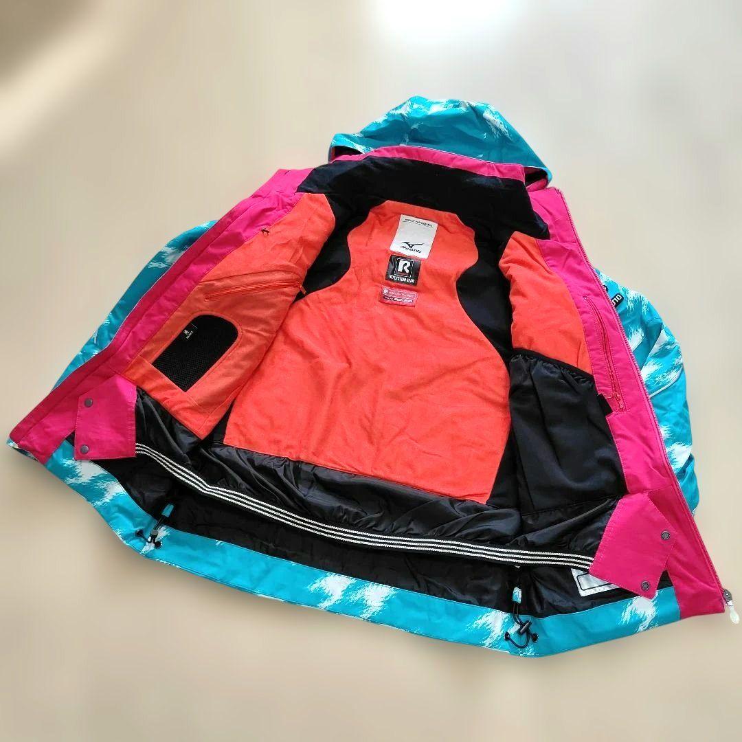 ミズノ スキーウェア上下セット ◆デモモデル◆　Mサイズ　メンズ　水色×赤