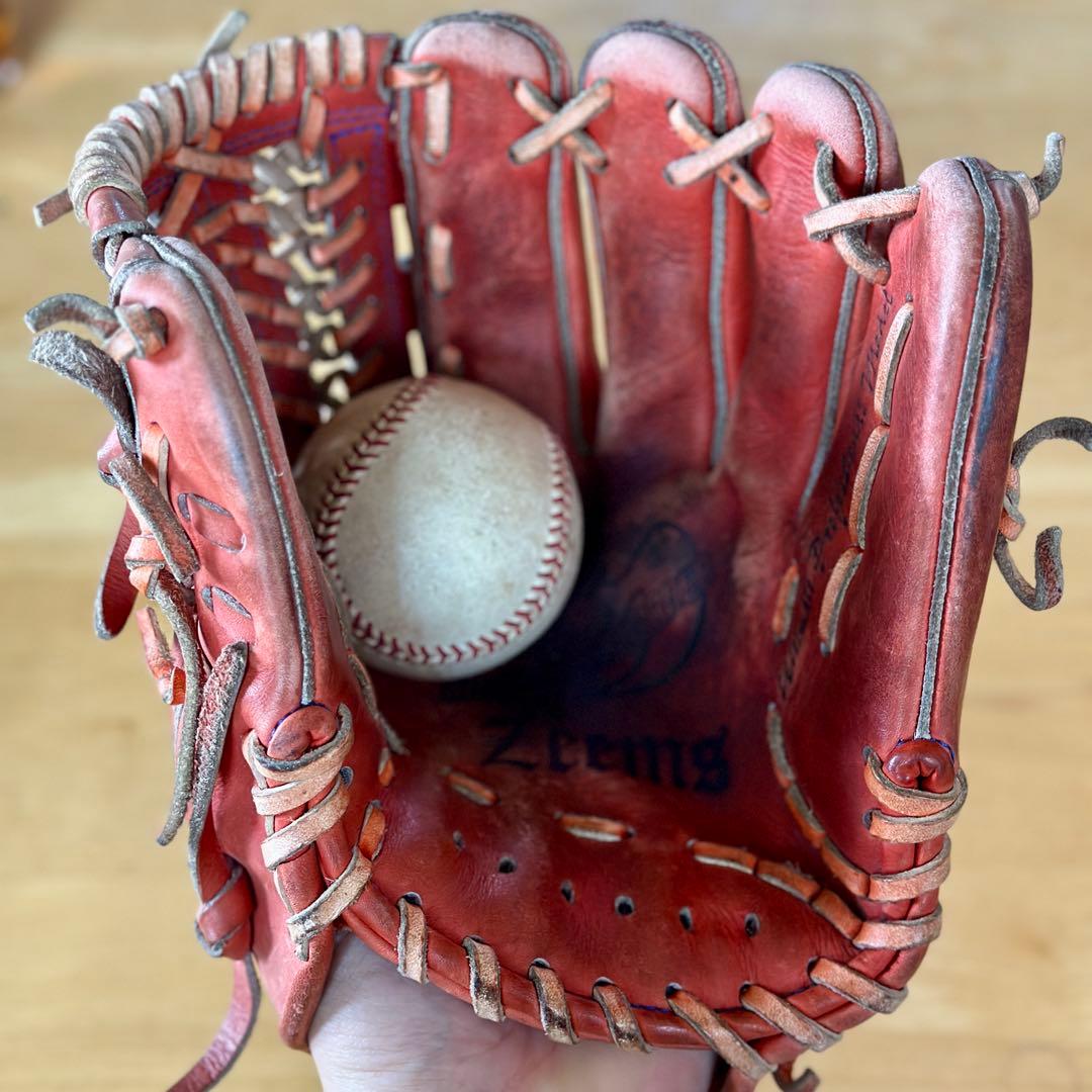 Zeems ジームス 軟式用グローブ オールラウンド 赤 やや色褪せあり