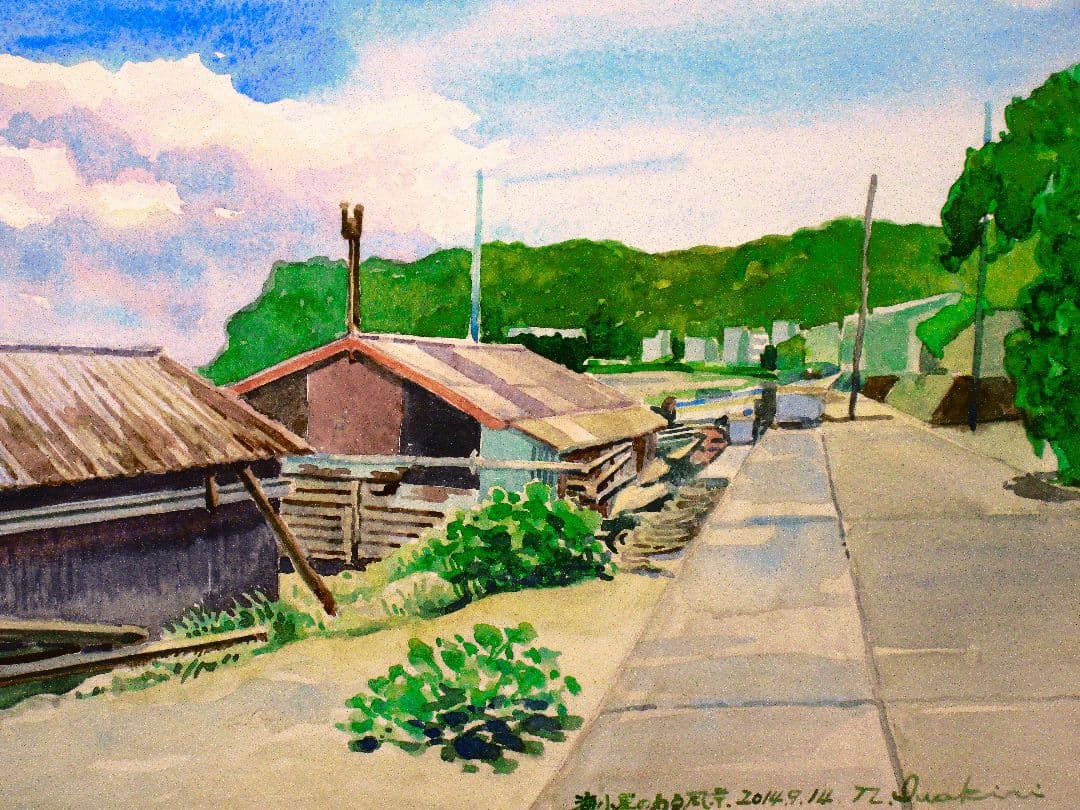 風景画 水彩画 2016年作 F6サイズ 額装済み 原画