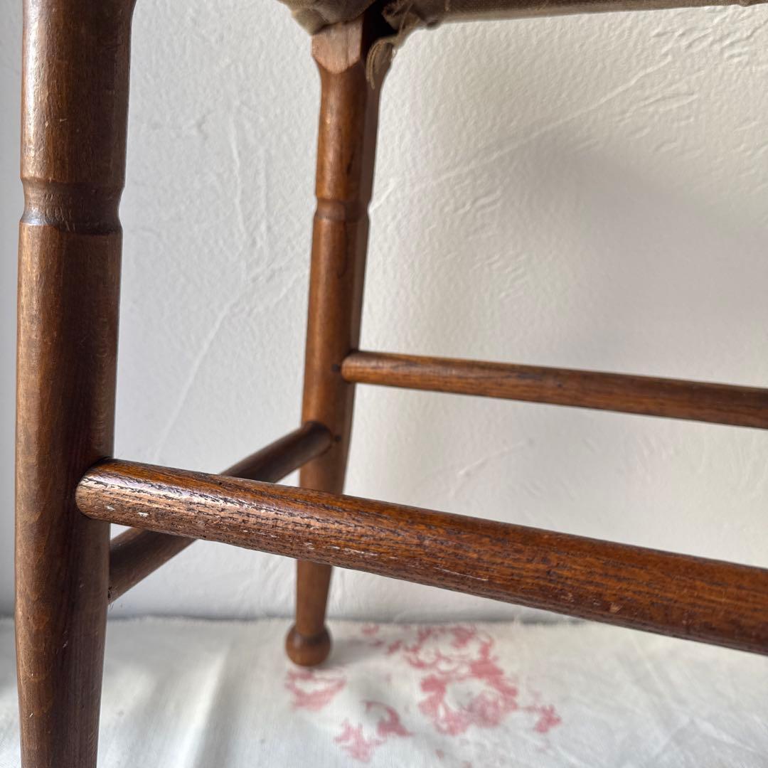 【お値下げ】アンティーク布張りスツール　アンティークスツール　古道具　フランス