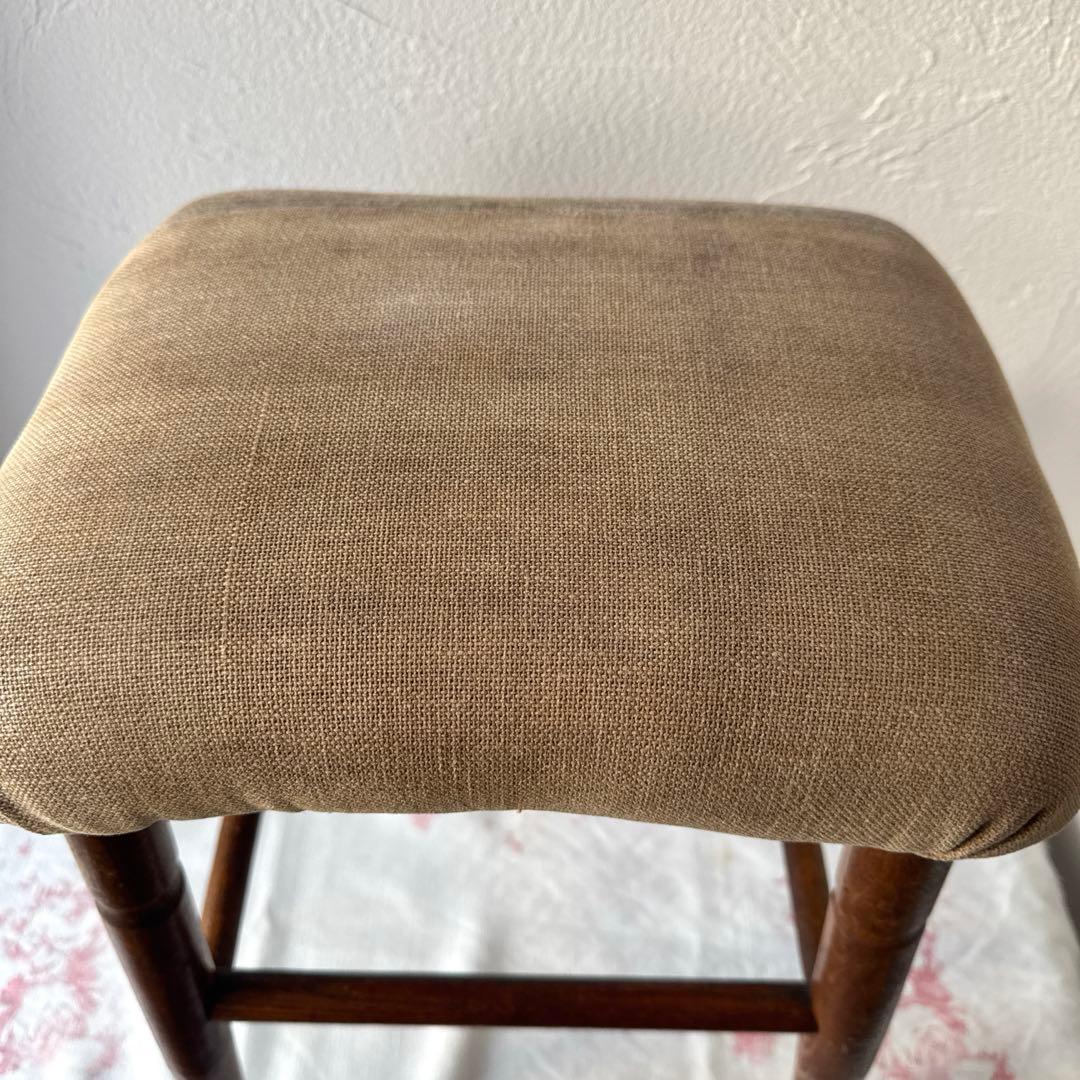 【お値下げ】アンティーク布張りスツール　アンティークスツール　古道具　フランス