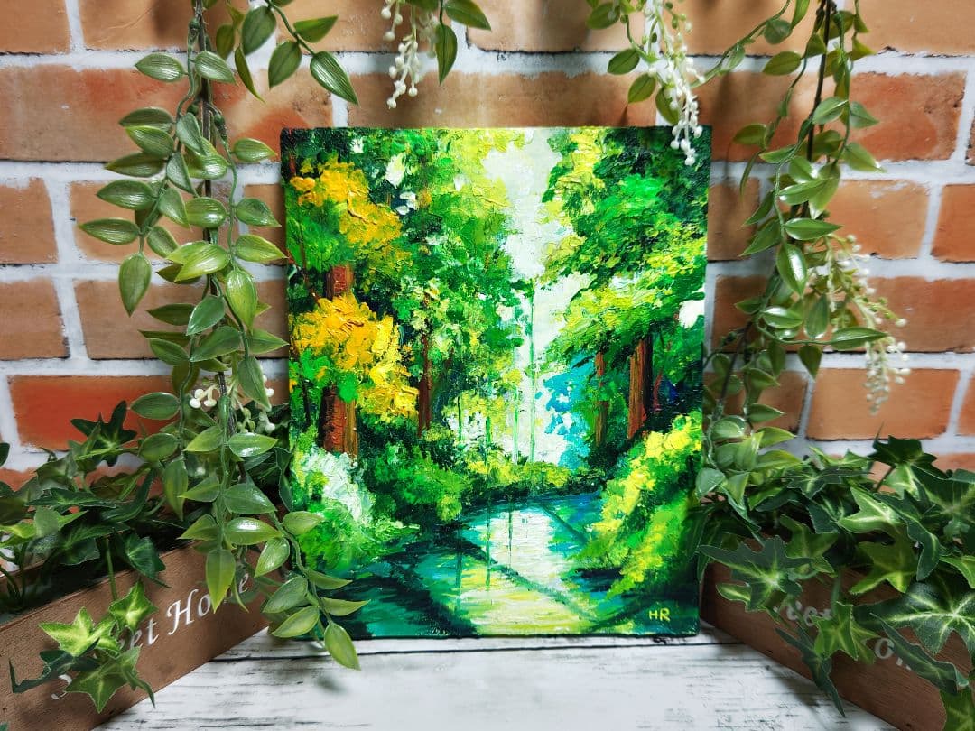 油絵 絵画 【森の湖】