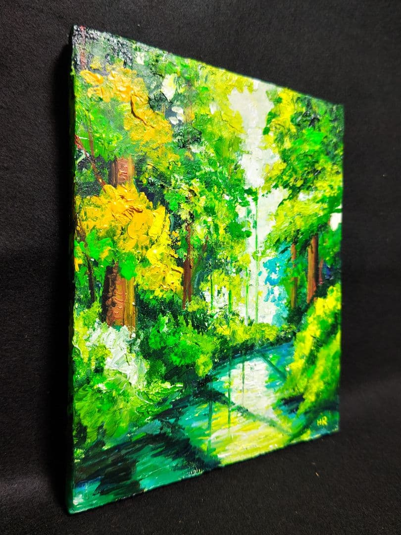 油絵 絵画 【森の湖】