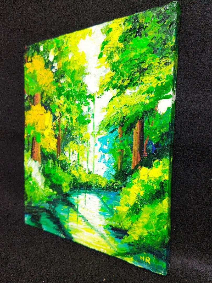 油絵 絵画 【森の湖】