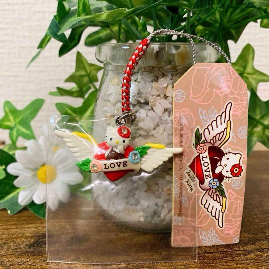 し　様　ハローキティ　LOVE タトゥー 根付け　羽 ストラップ　入手困難