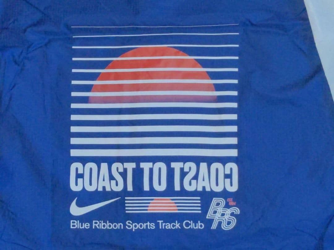 残少 L ナイキ BRS ランニング ジャケット　パーカー ブルーリボン 紺 赤