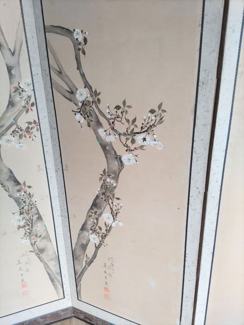 桜の花の屏風 六曲屏風 一双