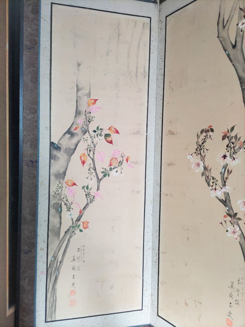 桜の花の屏風 六曲屏風 一双