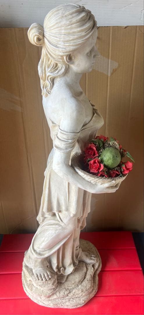 人物像 石像 女性像 置物 インテリア 天然石 美術品 洋風 ホワイト 白