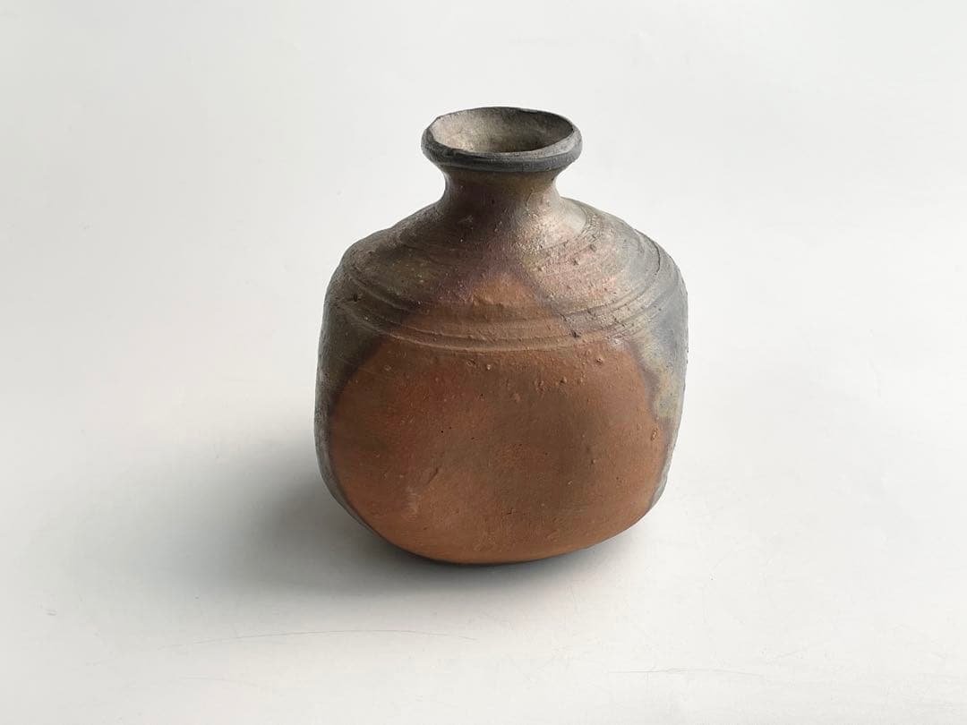 陶芸家　中村六郎　備前　窯変　徳利　酒器　共箱　備前焼