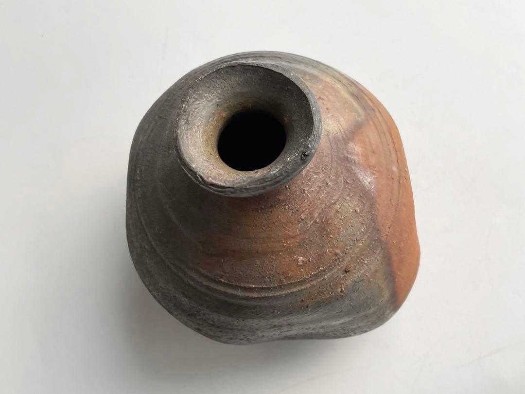 陶芸家　中村六郎　備前　窯変　徳利　酒器　共箱　備前焼