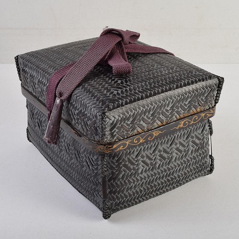 茶道具　御所篭　茶籠　香合　茶碗など　五点　一式　仕覆付　D　R9448