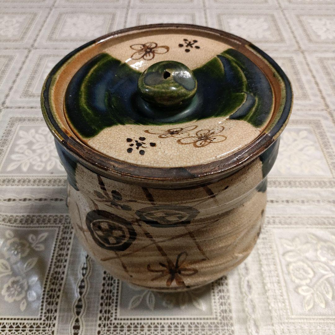 山口錠鐵造　茶道具　織部水指　陶印　共箱付