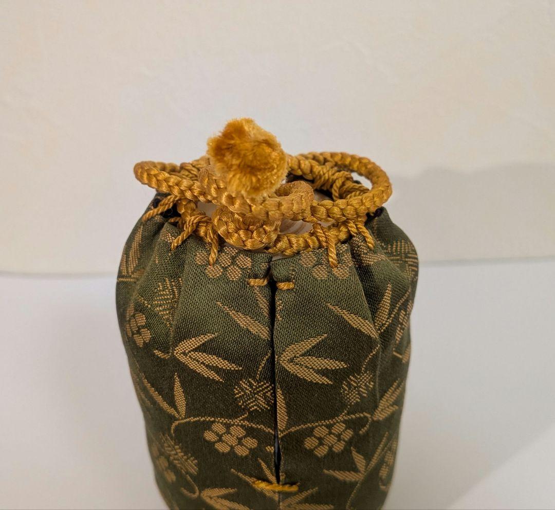 『鬼丸碧山』高取焼　茶入　仕覆　茶道具　替え仕覆　耳付き　栞しおり鬼丸雪山窯