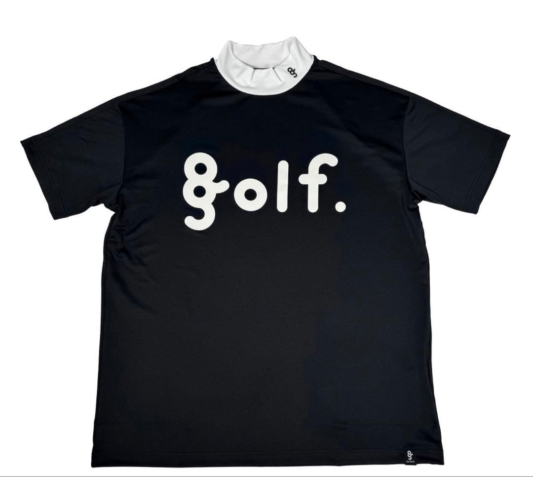ゴルフ ロゴプリント モックネックシャツ ブラック
