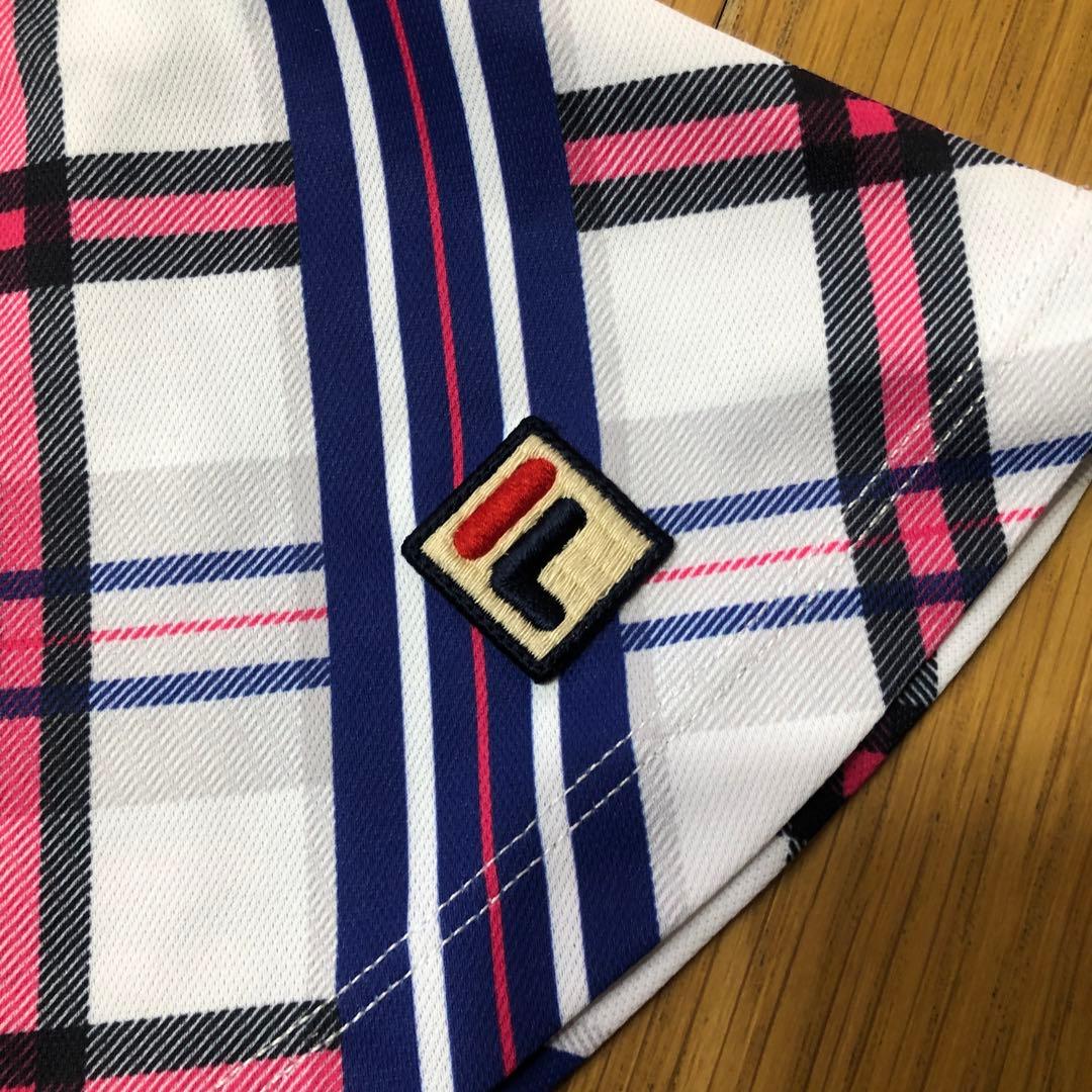 FILA ブルーのチェック柄 TシャツLサイズ　スコートMサイズセット