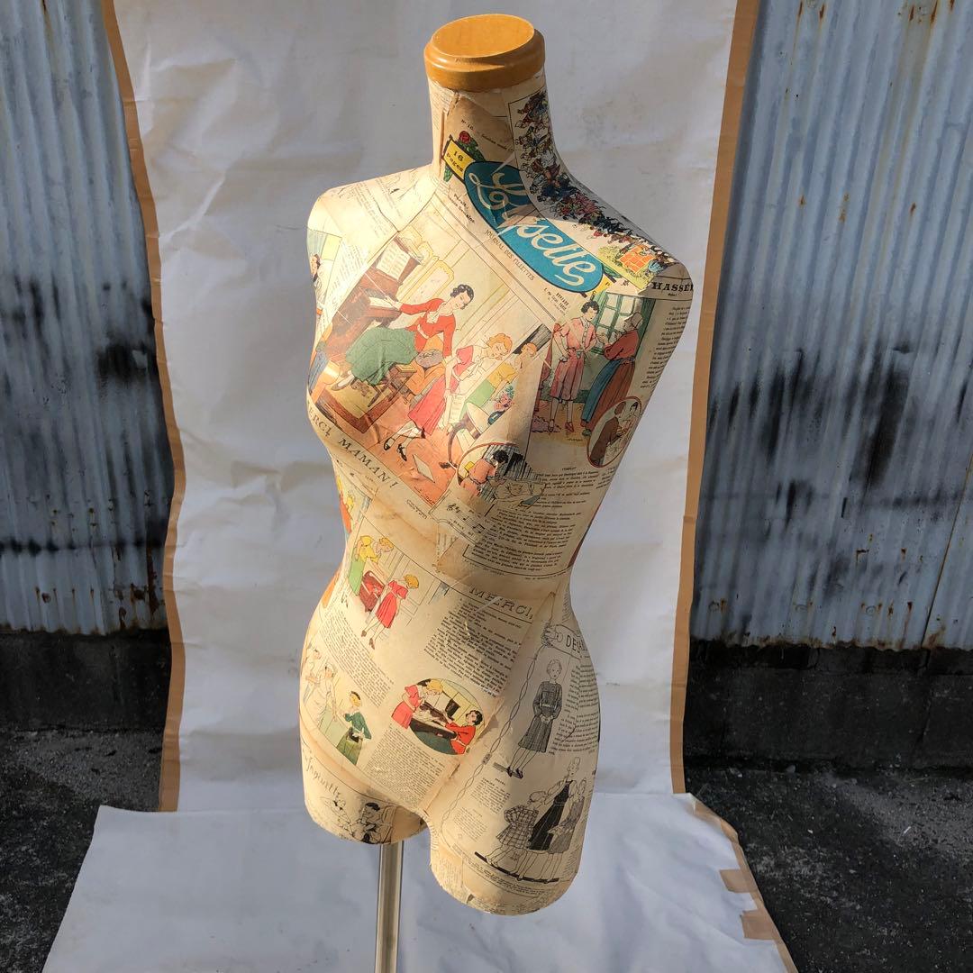 夢八トルソー　フランスの少女紙貼ったトルソー マネキンボディーコミックアート②