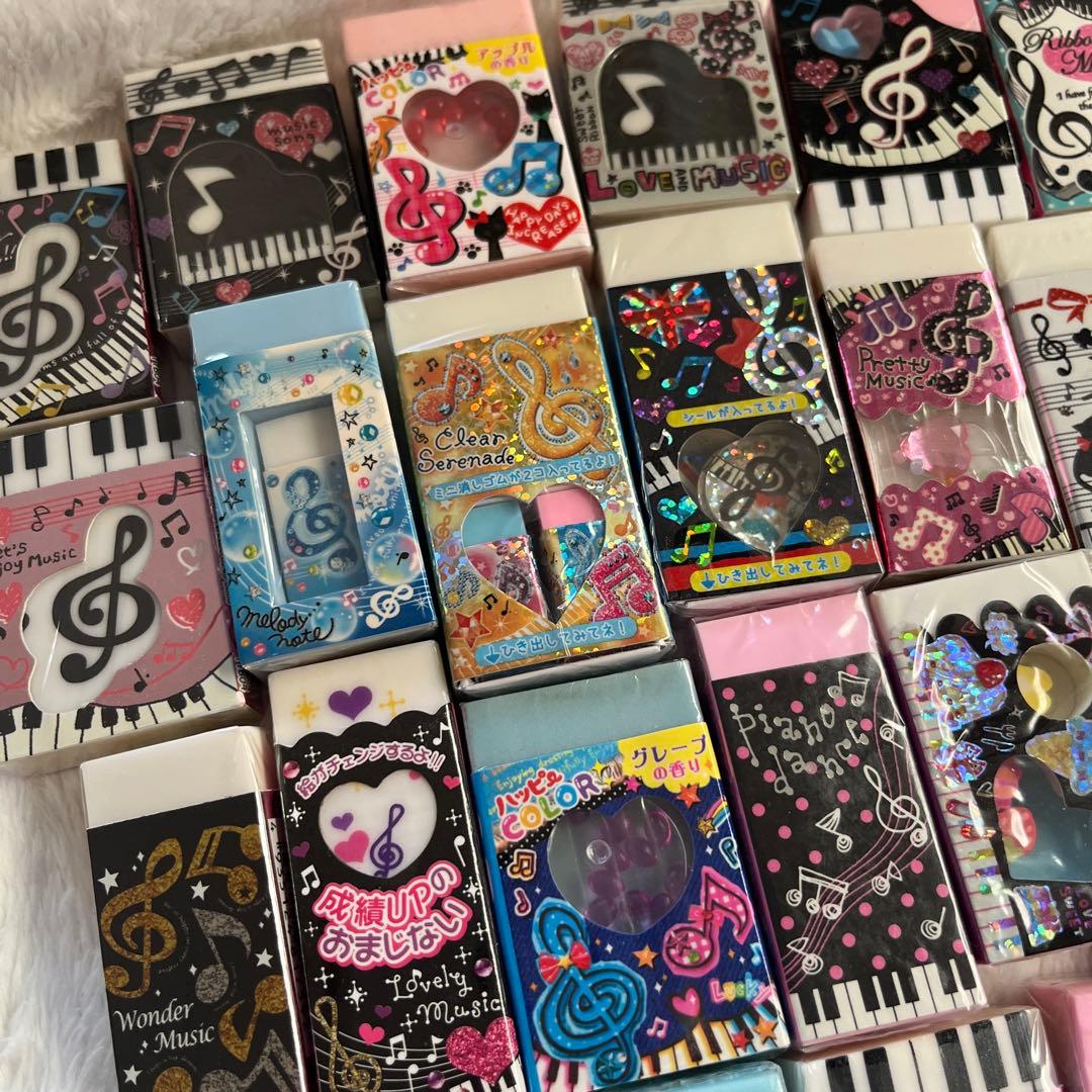 平成レトロ 当時物 新品未使用　音符柄　消しゴム 27個 まとめ売り