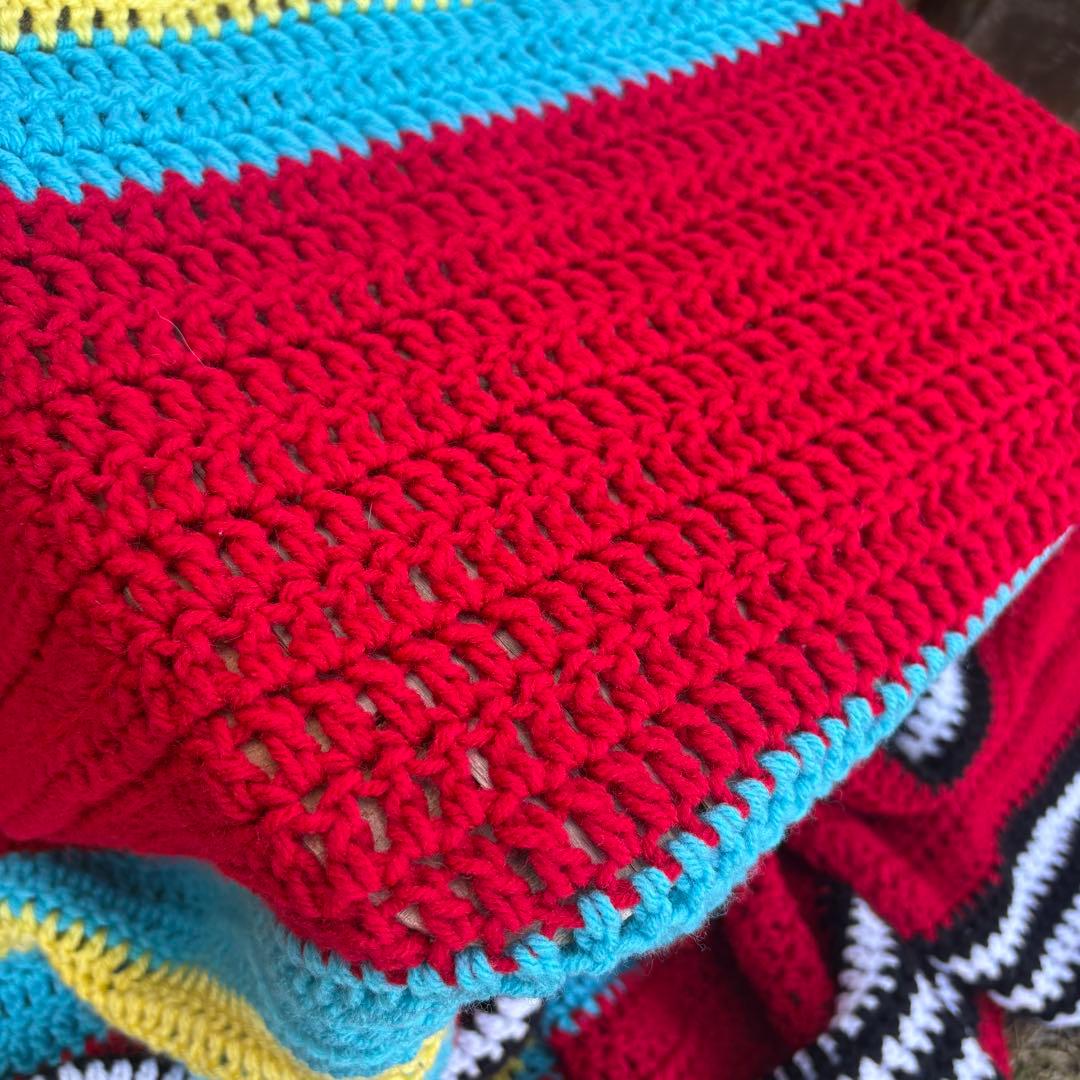 【USA vintage】グラニーブランケット ボーダー ラグ キャンプ