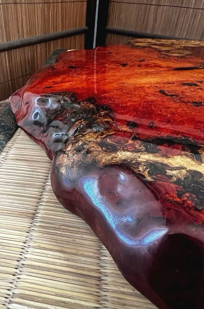 天然時代木 花梨 玉杢 美杢 瘤 花台 香台 盆栽台 敷板 46㎝