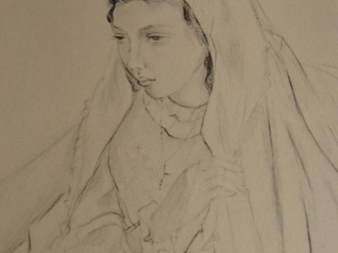 長谷川潔、聖体を受けたる少女、厳選、希少画集・額装画、新品高級額 額装付