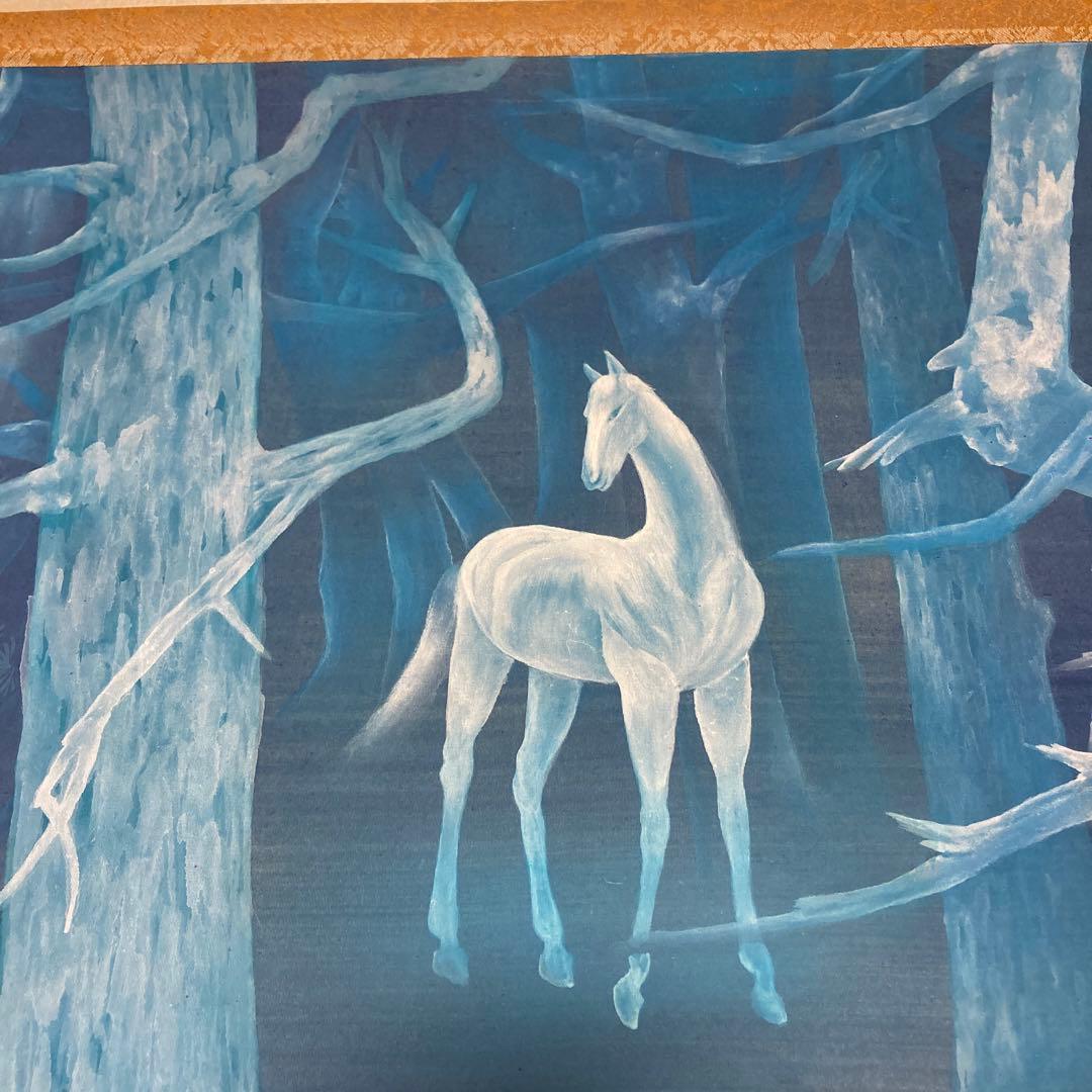 32 掛軸 白馬　【kurokunn】H