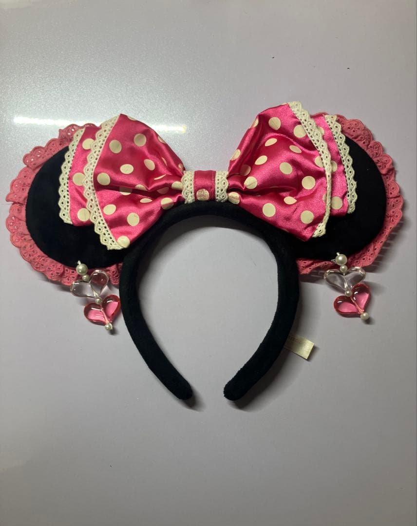 ディズニー 水玉リボンカチューシャ ピンク