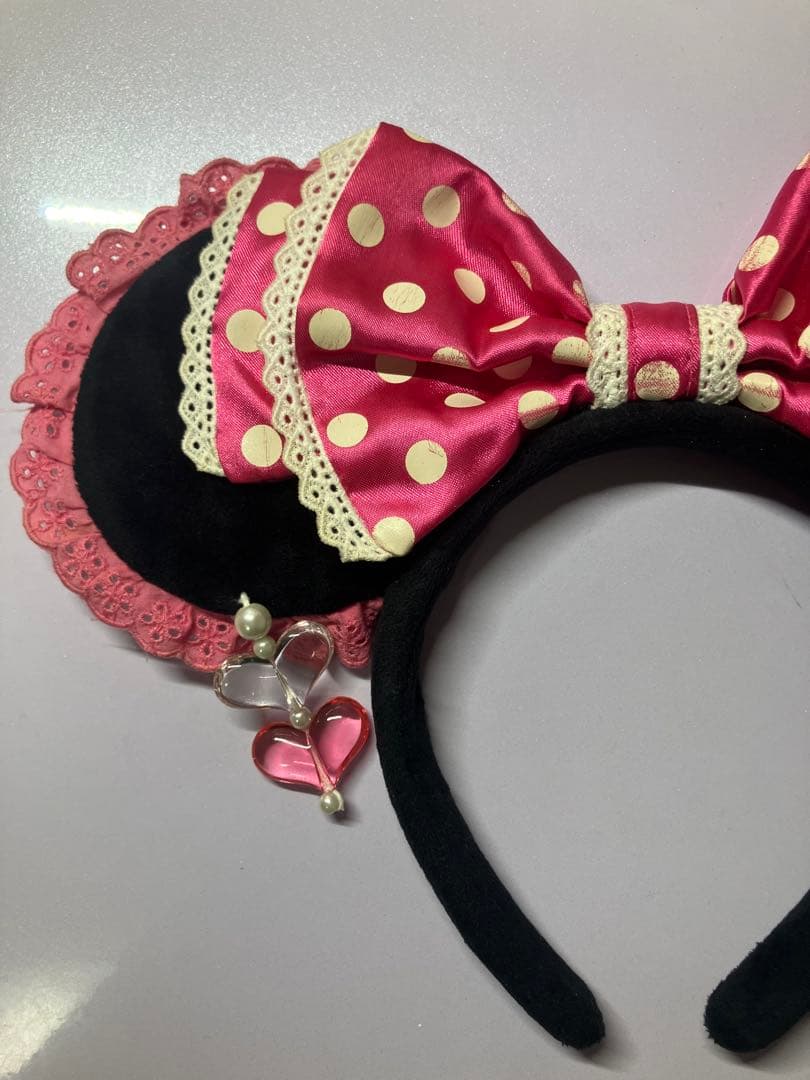 ディズニー 水玉リボンカチューシャ ピンク