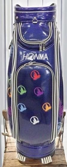 送料無料／お買い得　HONMA 高級エナメル キャディバッグ総刺繡BLUE