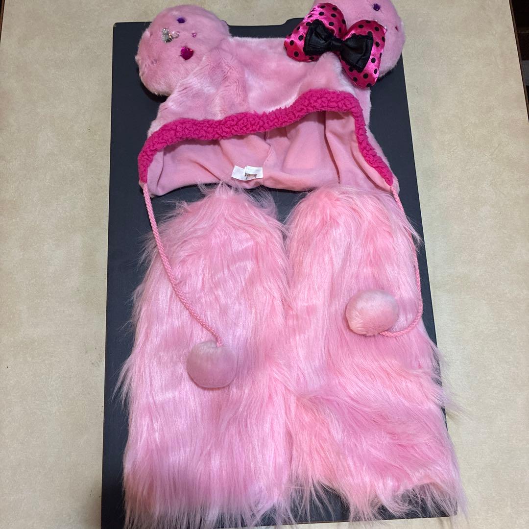 ディズニー ミニー ファンキャップ もこもこレッグウォーマー付き