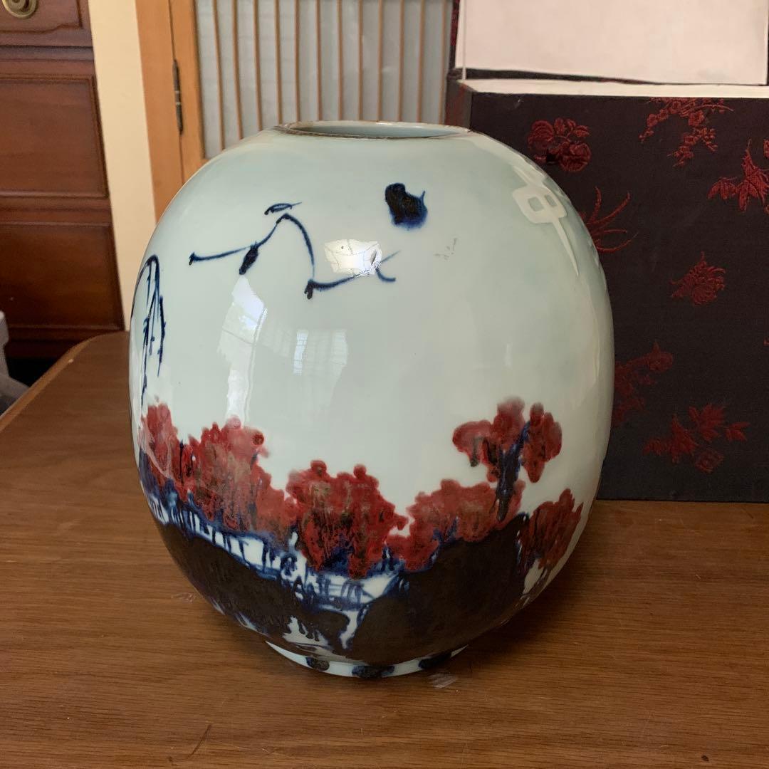 景徳鎮　灯籠瓶 陳敏作