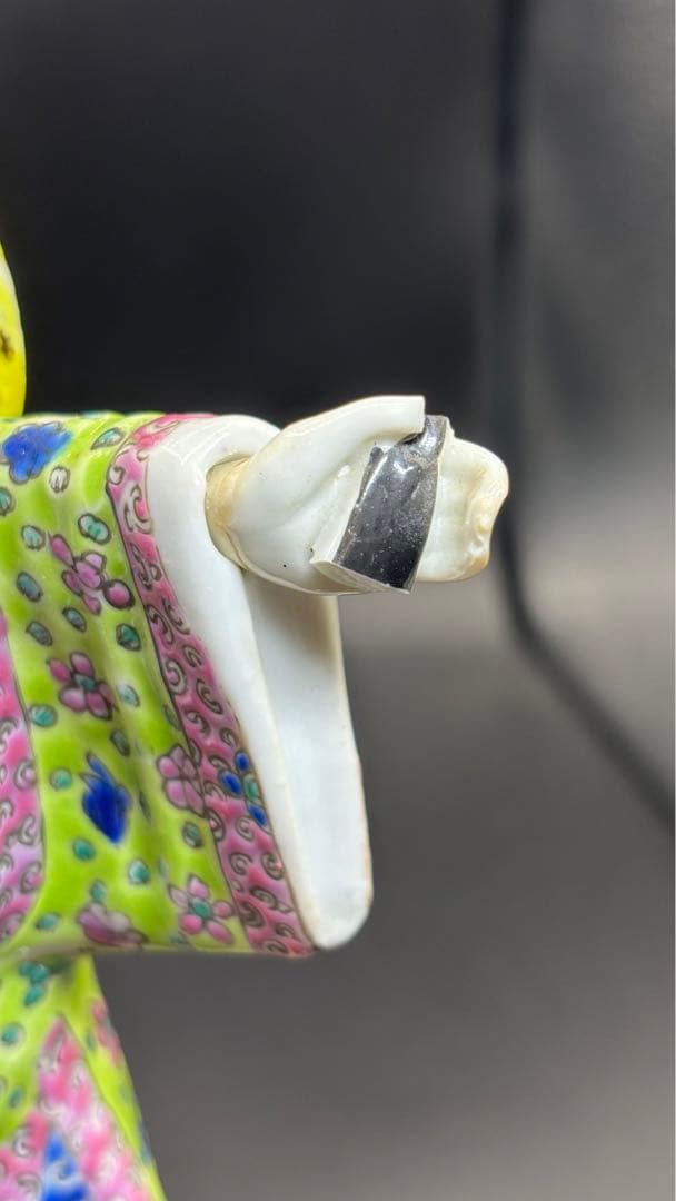 中国美術 古玩 色絵陶人形 陶器人形 高さ約26cm 置物 オブジェ 古董品