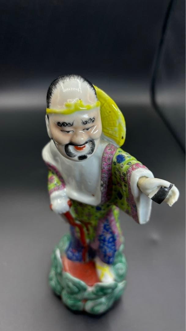 中国美術 古玩 色絵陶人形 陶器人形 高さ約26cm 置物 オブジェ 古董品