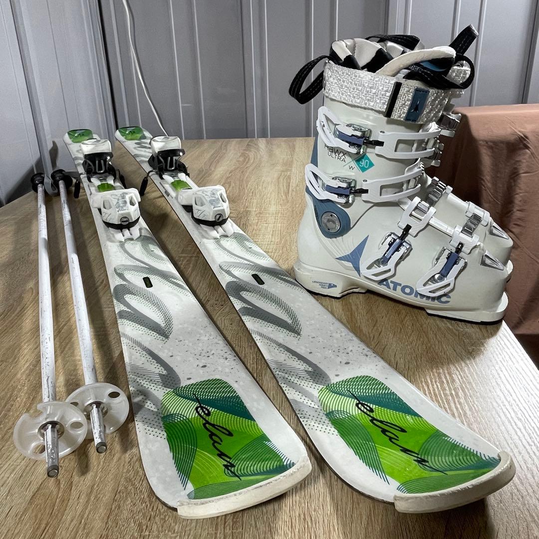 elan146cm ATOMIC23/23.5cmストック付きスキーセット