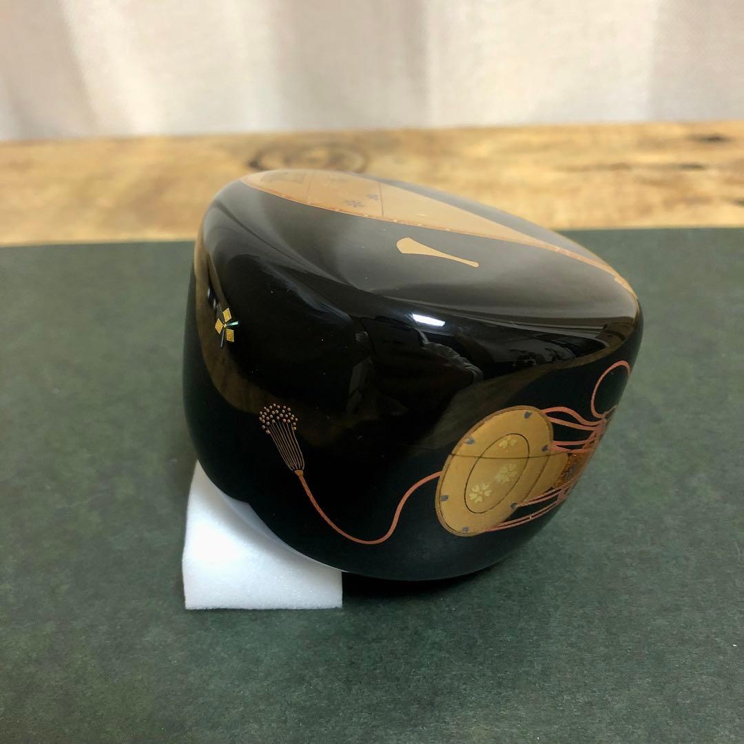 一后一兆 楽器蒔絵平棗 共箱 茶道具 なりもの棗 琵琶