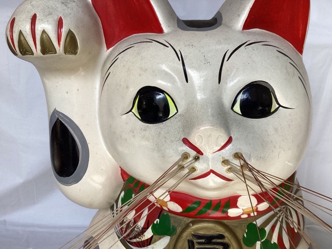特大　招き猫 縁起物　貯金箱　陶器製 インテリア　置物　高さ約35cm 金運