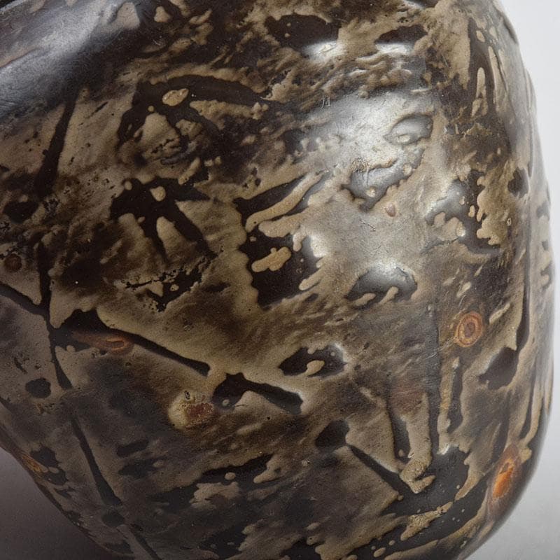 中国　黒石製　竹文　蓋物　N　R9378