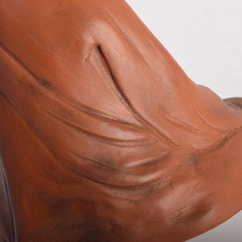 駿河山正作　紫砂　朱泥　彩色　達磨像　置物　N R8827