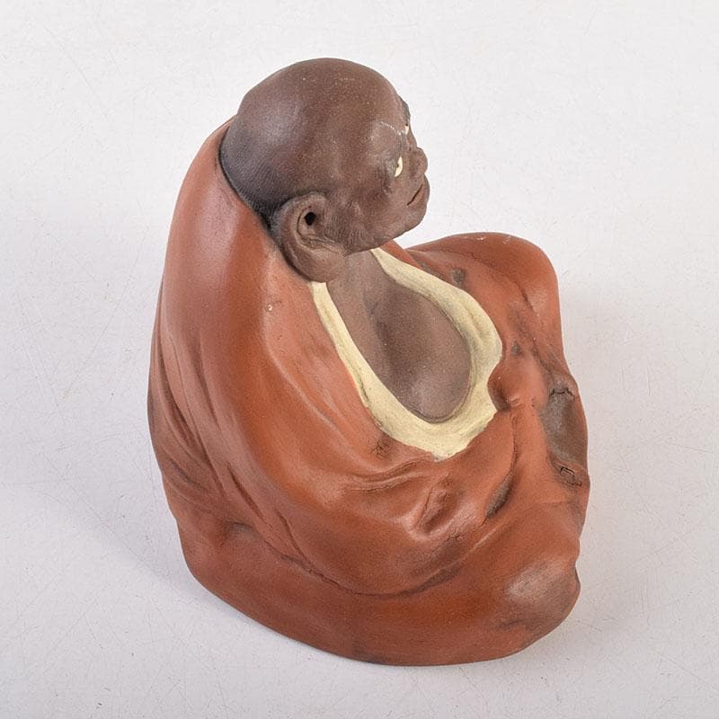 駿河山正作　紫砂　朱泥　彩色　達磨像　置物　N R8827