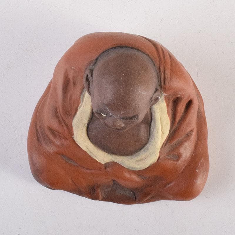 駿河山正作　紫砂　朱泥　彩色　達磨像　置物　N R8827