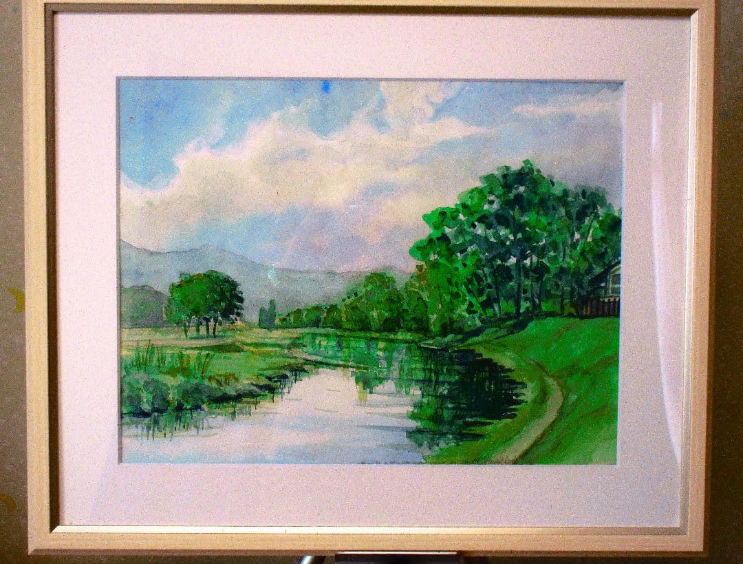 水彩画 風景画 木製フレーム付き F6サイズ