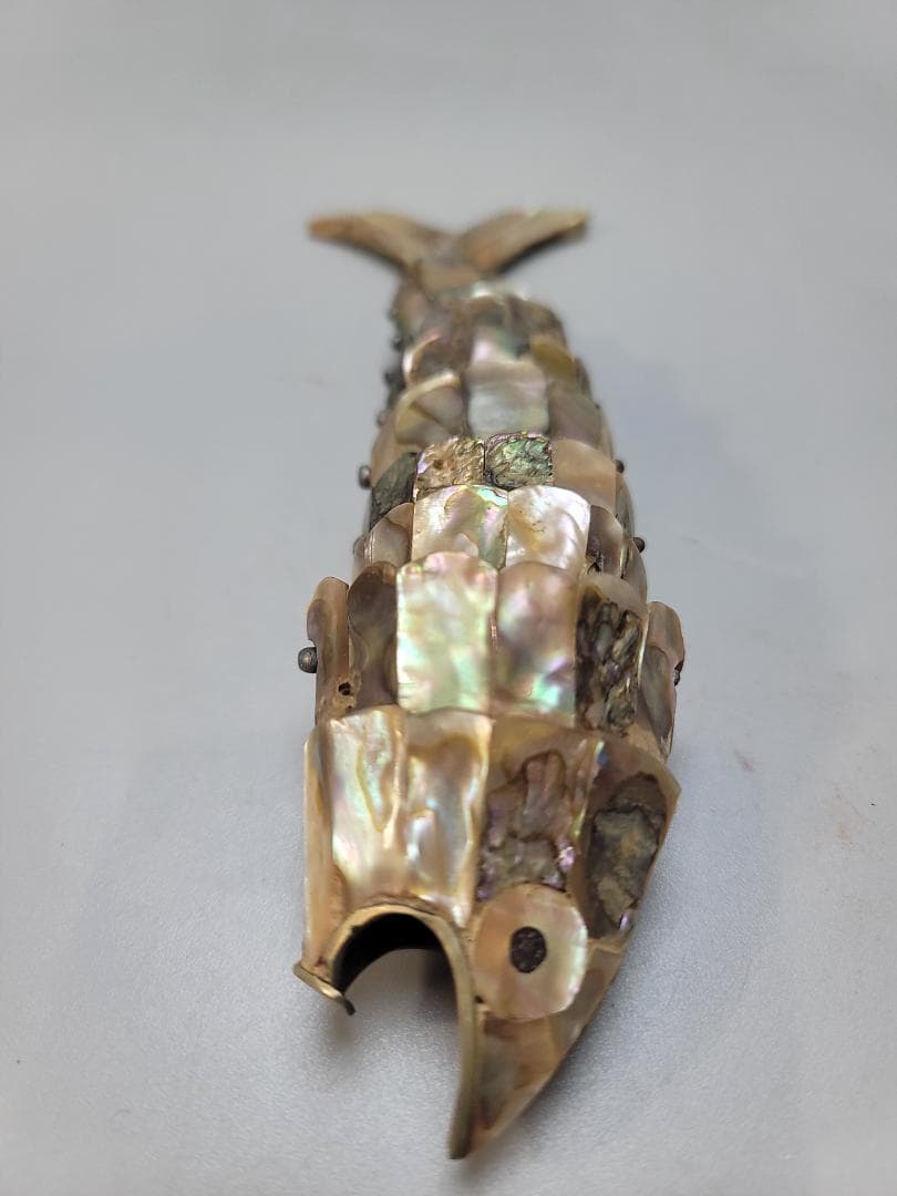 螺鈿 貝細工 自在 魚 時代物 骨董品