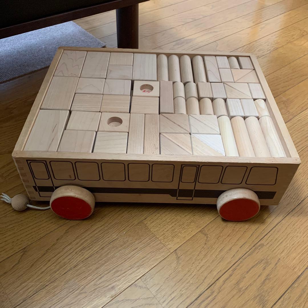 レトロ　積み木　車型　くるま　木製　ブロック