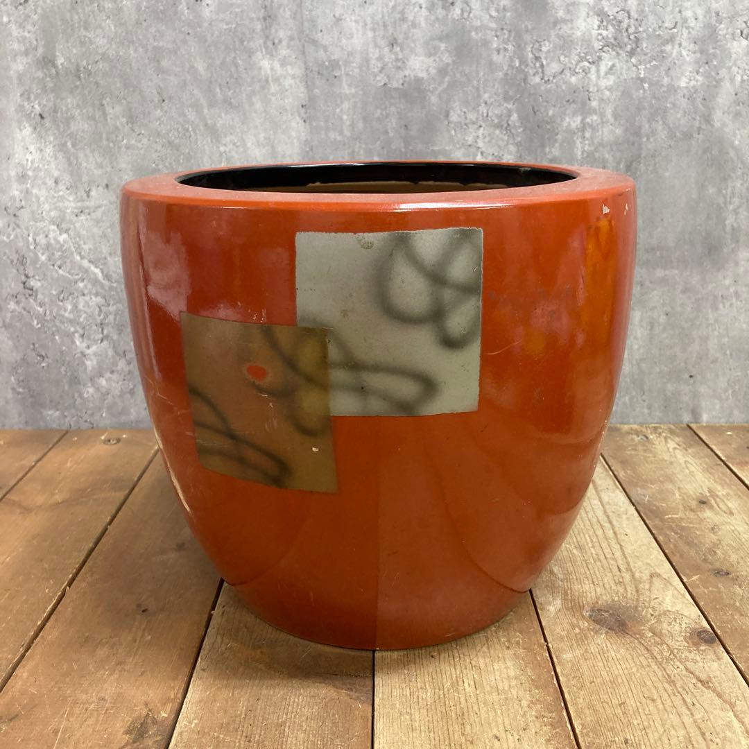 D-5 アンティーク 朱塗り 火鉢 手あぶり 鉢カバー 昭和レトロ 骨董 和モダ