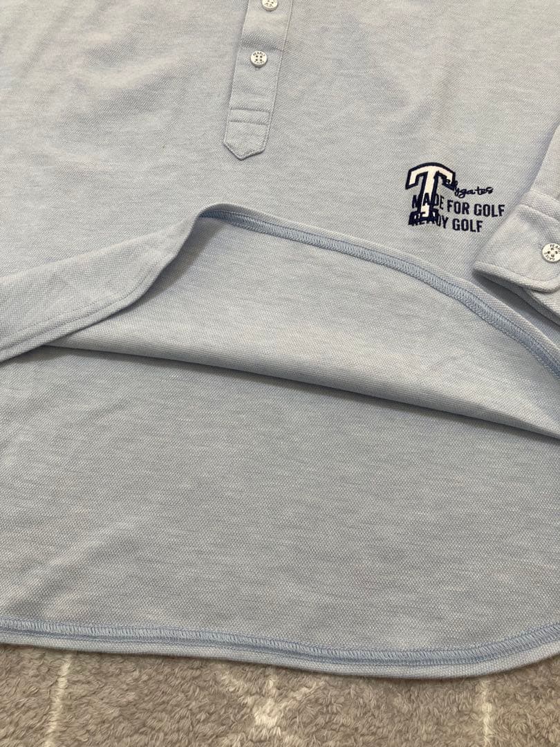 新品 パーリーゲイツ ストレッチカノコスムースピーチ 長袖ポロシャツ(5)L/青