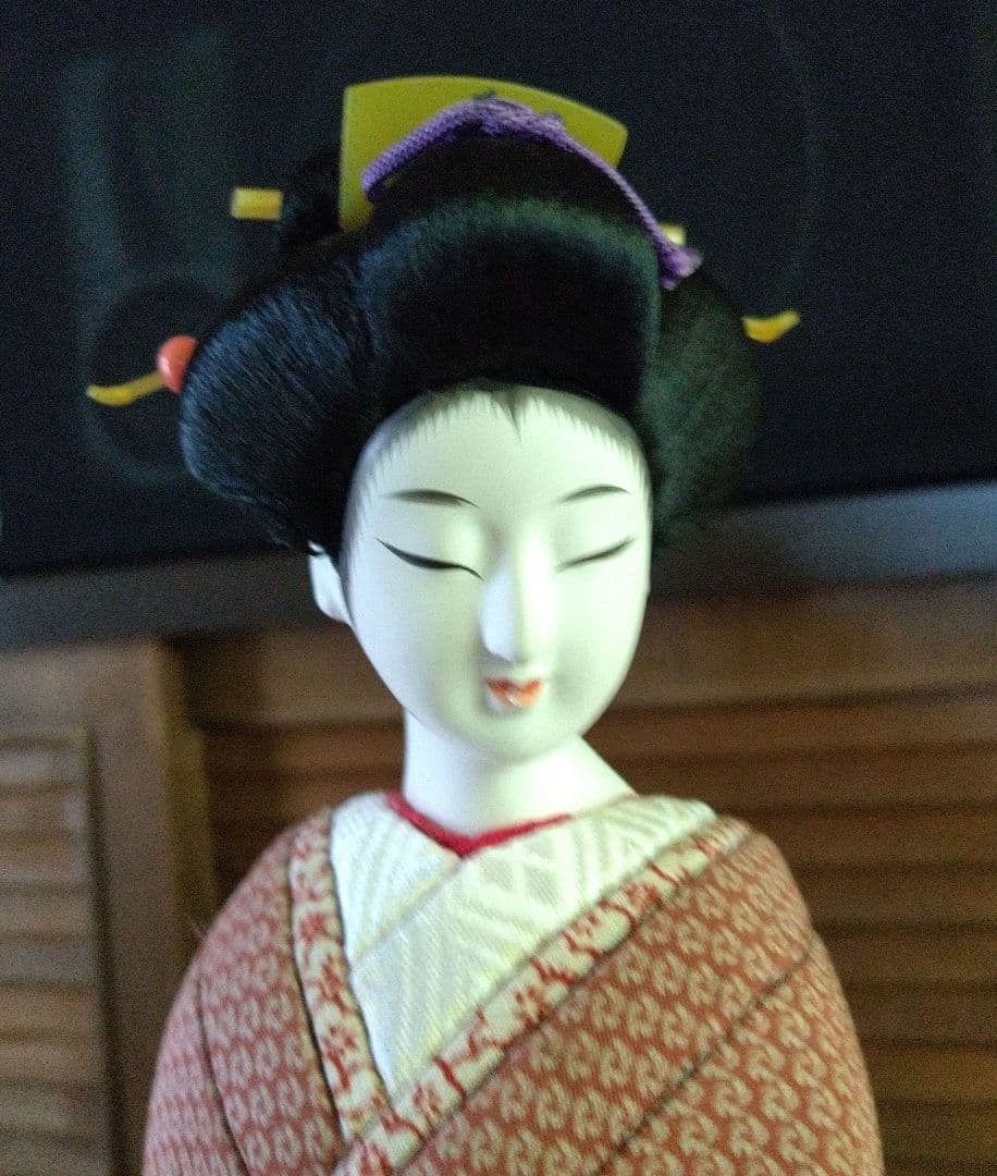 傘付き木目込人形 伝統的和服 約35cm