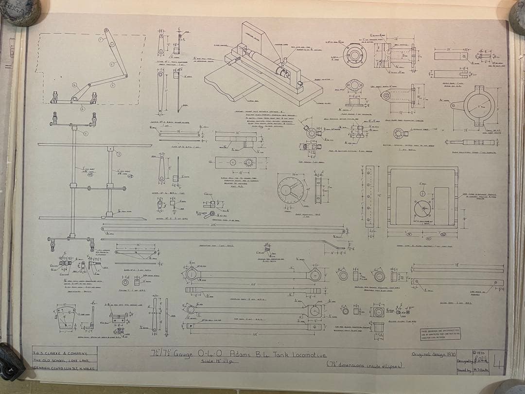 機関車図面大判サイズ#4　0-4-0 ADAMS B4　11sheets