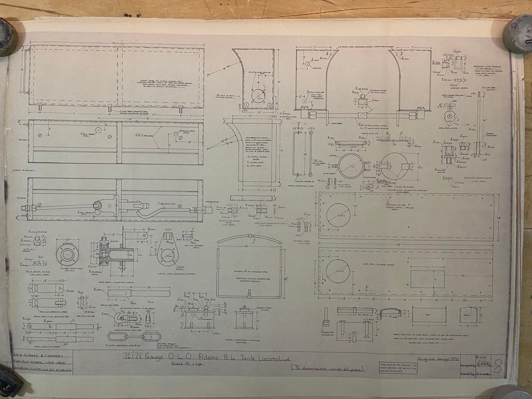 機関車図面大判サイズ#4　0-4-0 ADAMS B4　11sheets